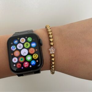 Stainless Steel Gold Bead Stretch Bracelet